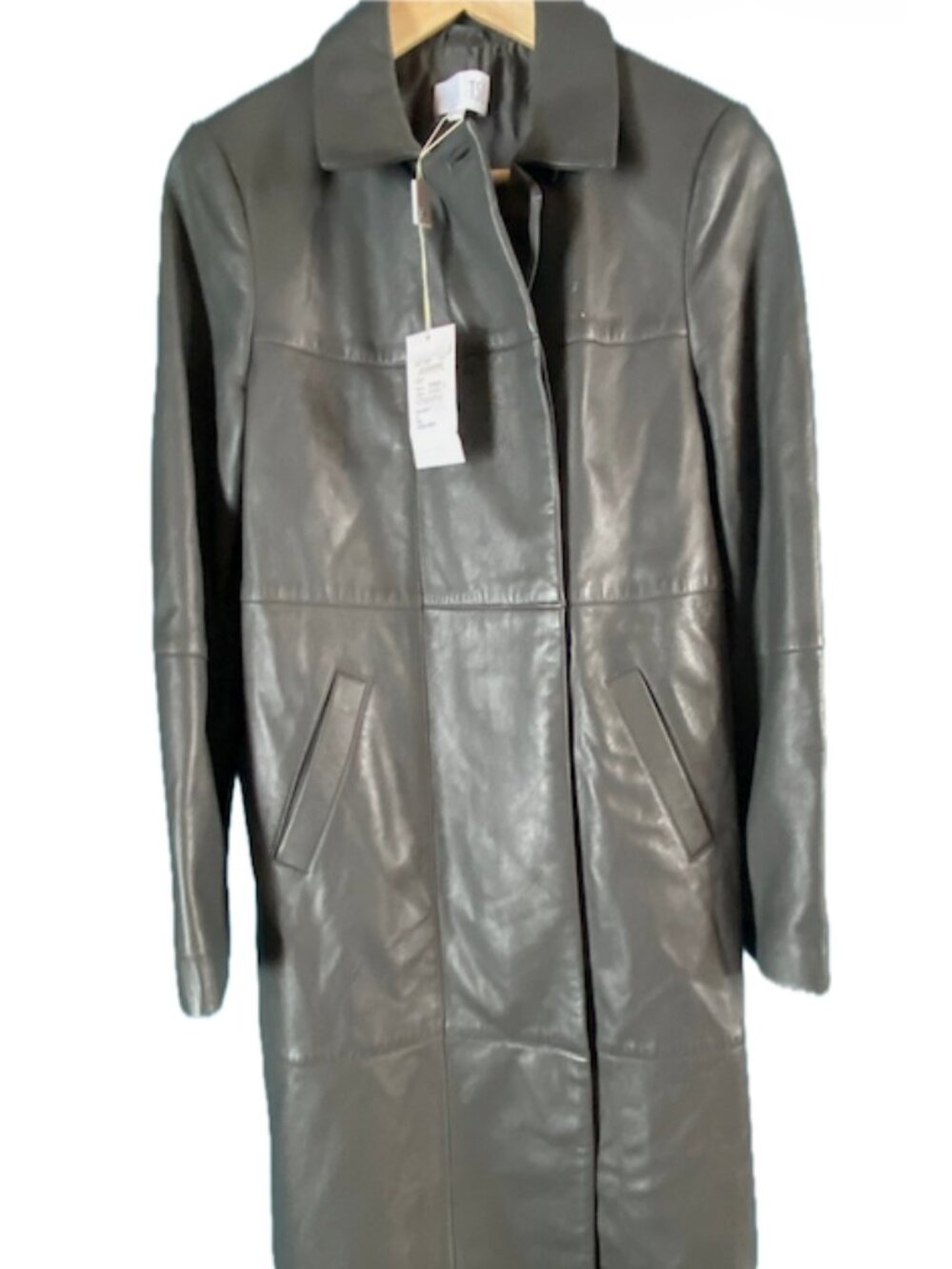 NWT TSE Steel Grey Leather Coat w/Pockets - Size 2 $2900. NEW! #WL172PI